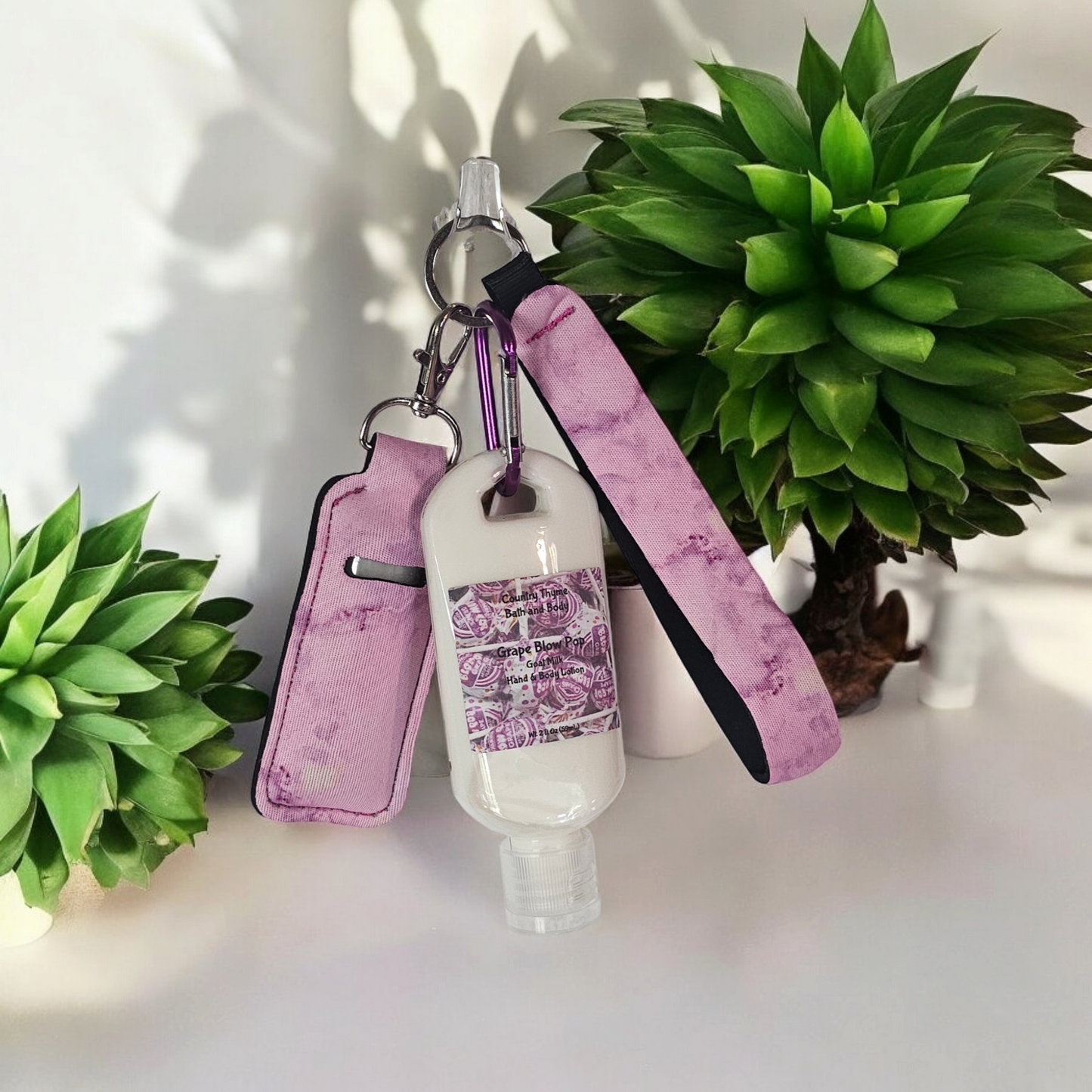 Lotion and Lip Balm Keychains w/ Wristlet